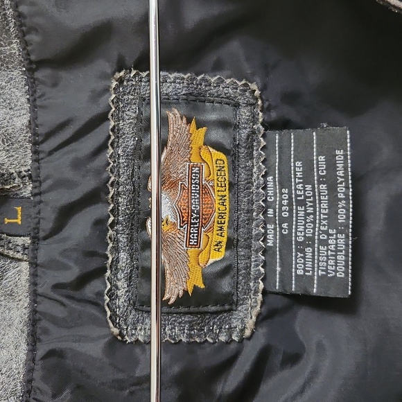 Harley-Davidson Black Leather Vest, Large - Picture 3 of 5